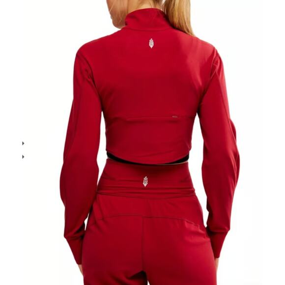 (XS) NWOT $108 ‎ Free People Never Better Structured Zip-Up Jacket Crimson - Picture 6 of 10